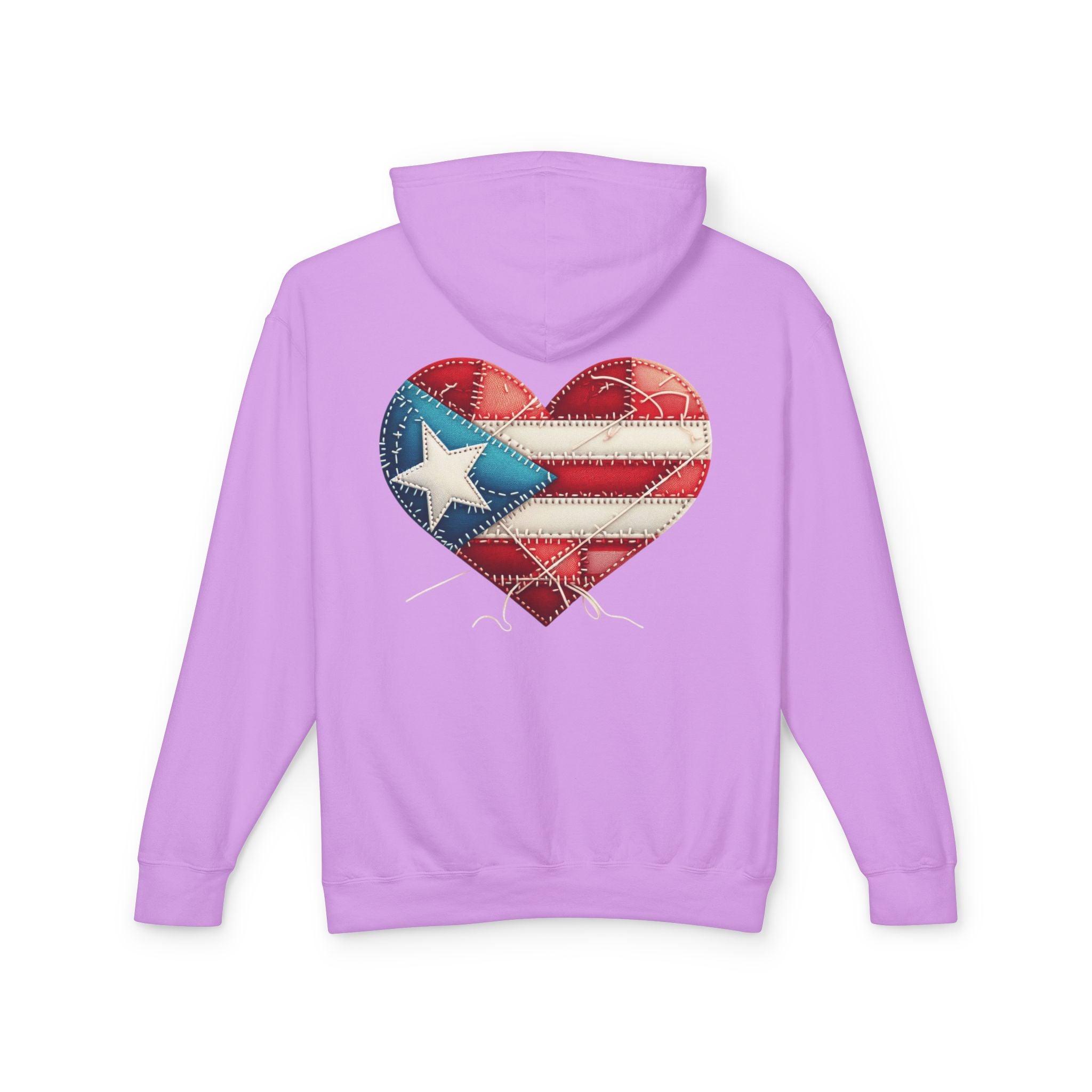 Jíbara Hoodie — Puerto Rican Heart Flag Lightweight Hooded Sweatshirt