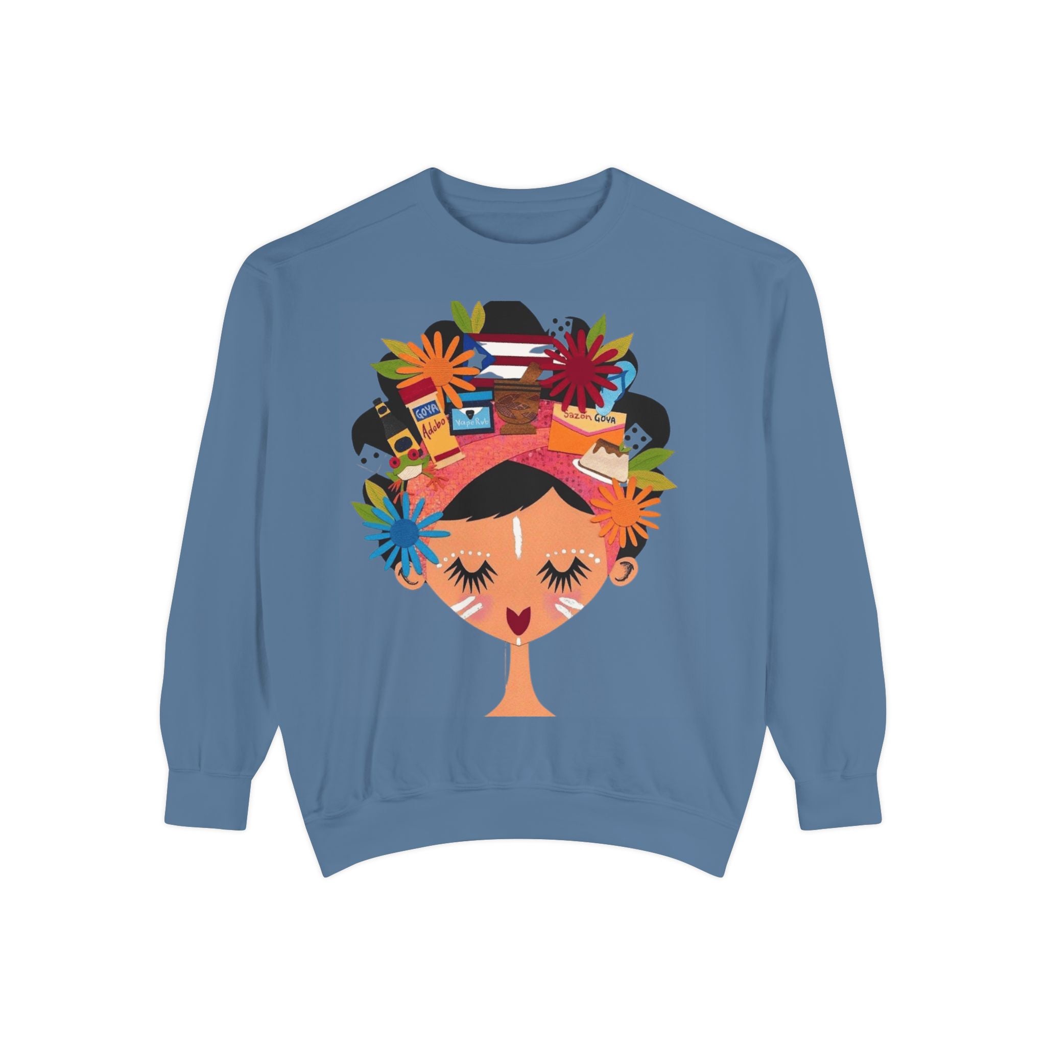 Floral Fiesta Sweatshirt — Colorful Tropical Woman Graphic Puerto Rico Navidades