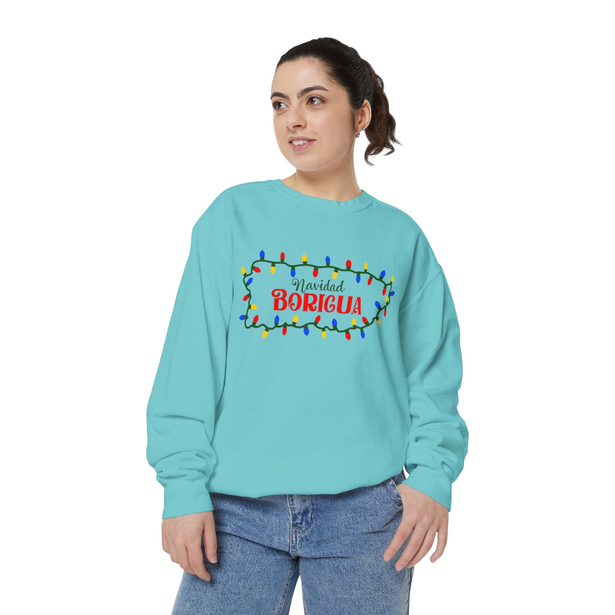 Navidad Boricua Sweatshirt — Puerto Rican Holiday Sweater with Christmas Lights
