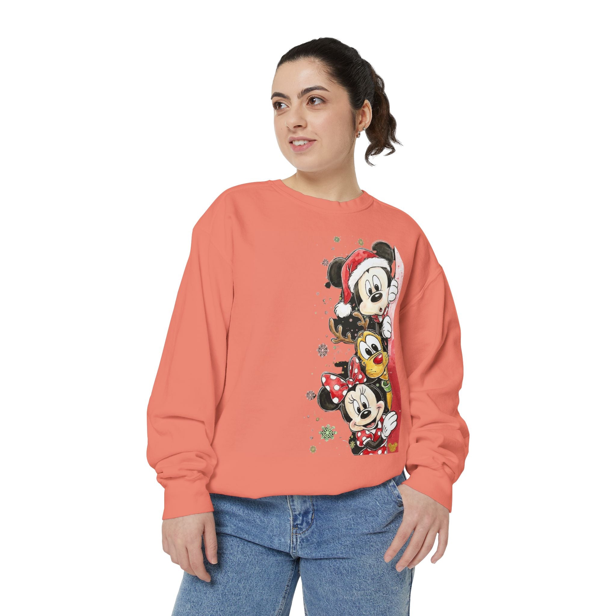 Christmas Disney Characters Sweatshirt  Mickey, Minnie & Pluto Holiday Crew Cartoon Christmas T-shirts and Sweaters
