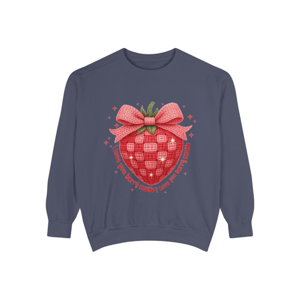 Strawberry Bow Sweatshirt  "I Love You Berry Much" Cute Valentine Pullover