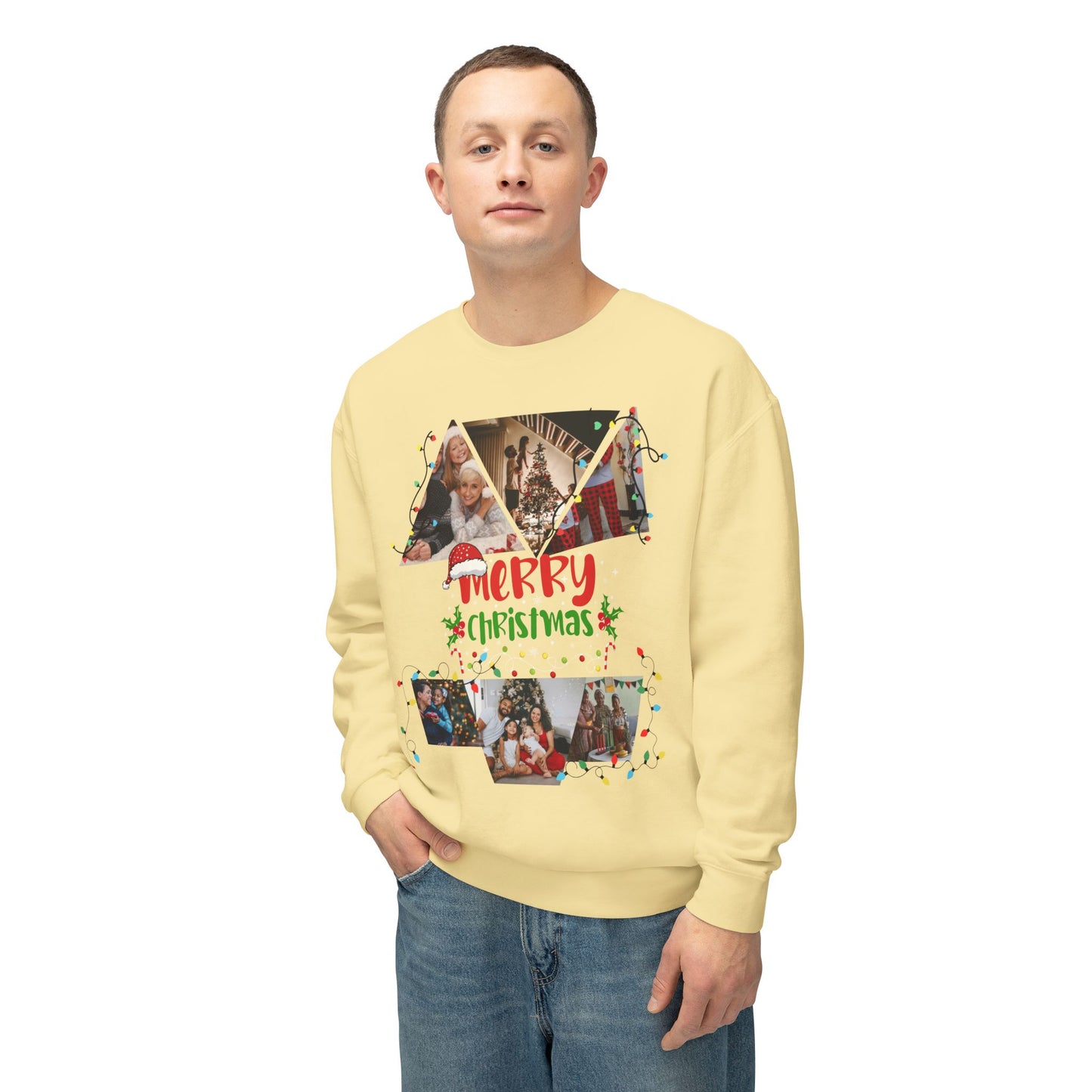 Christmas Photo Collage Sweatshirt — "Merry Christmas" Holiday Crewneck