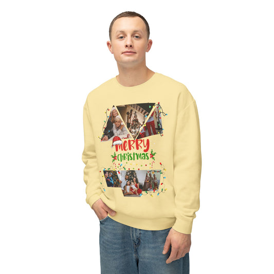 Christmas Photo Collage Sweatshirt — "Merry Christmas" Holiday Crewneck