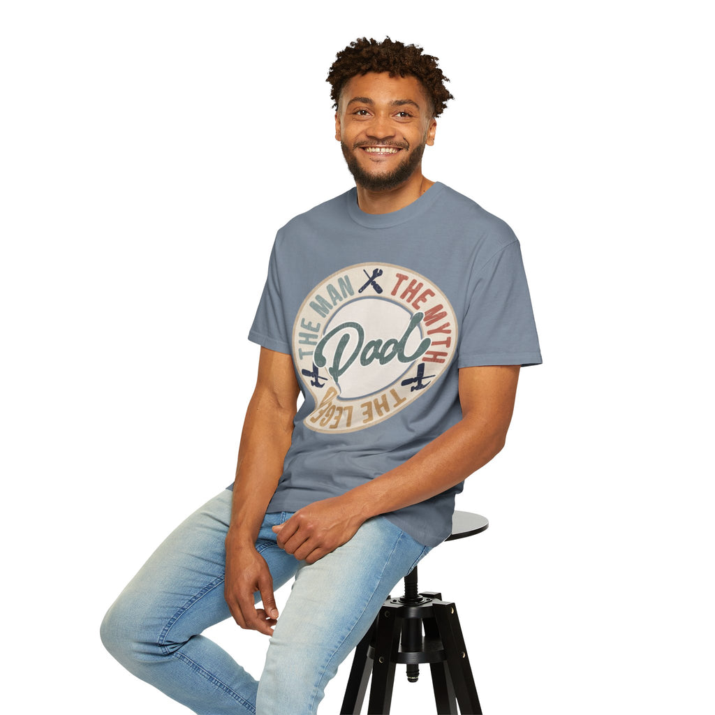 Dad Retro Badge T-Shirt — “Dad: The Man, The Myth, The Legend” Father’s Day Tee