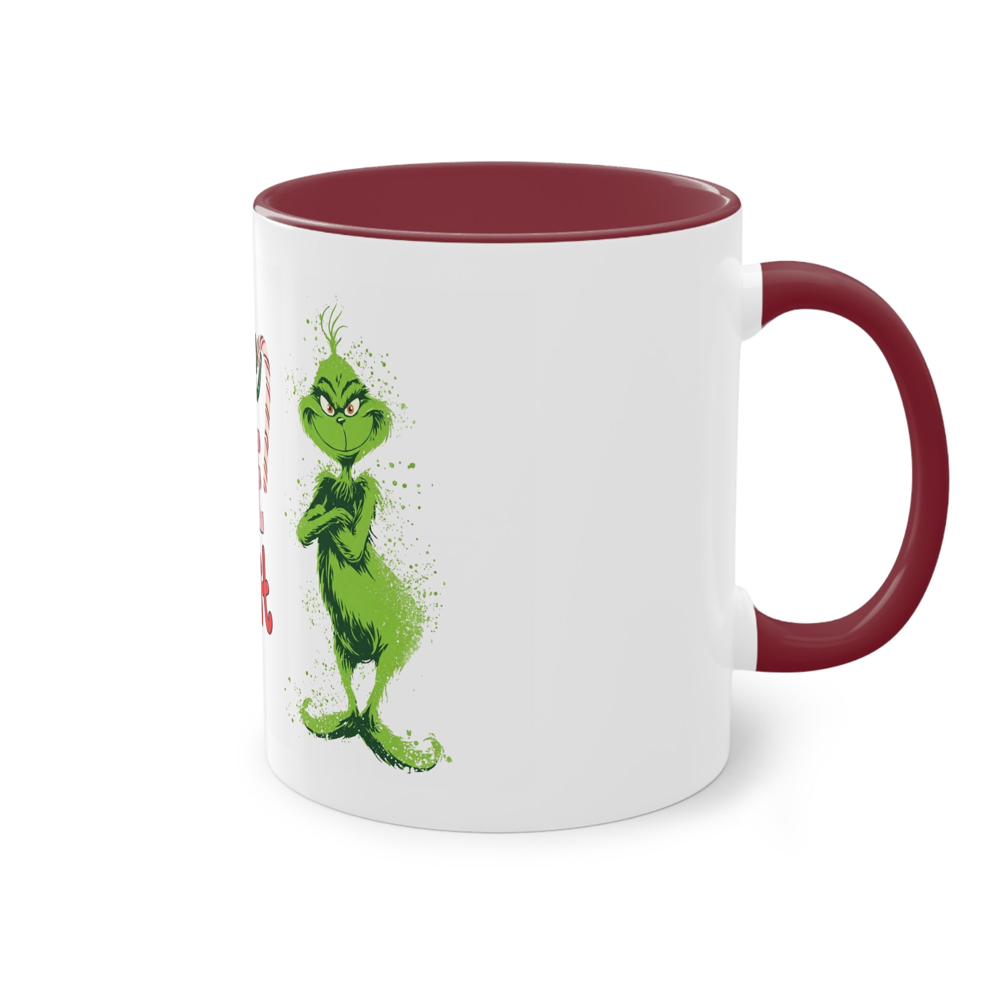 Cute Grinch Two-Tone Coffee Mug - Perfect for Holiday Cheer! Christmas Mugs Collection