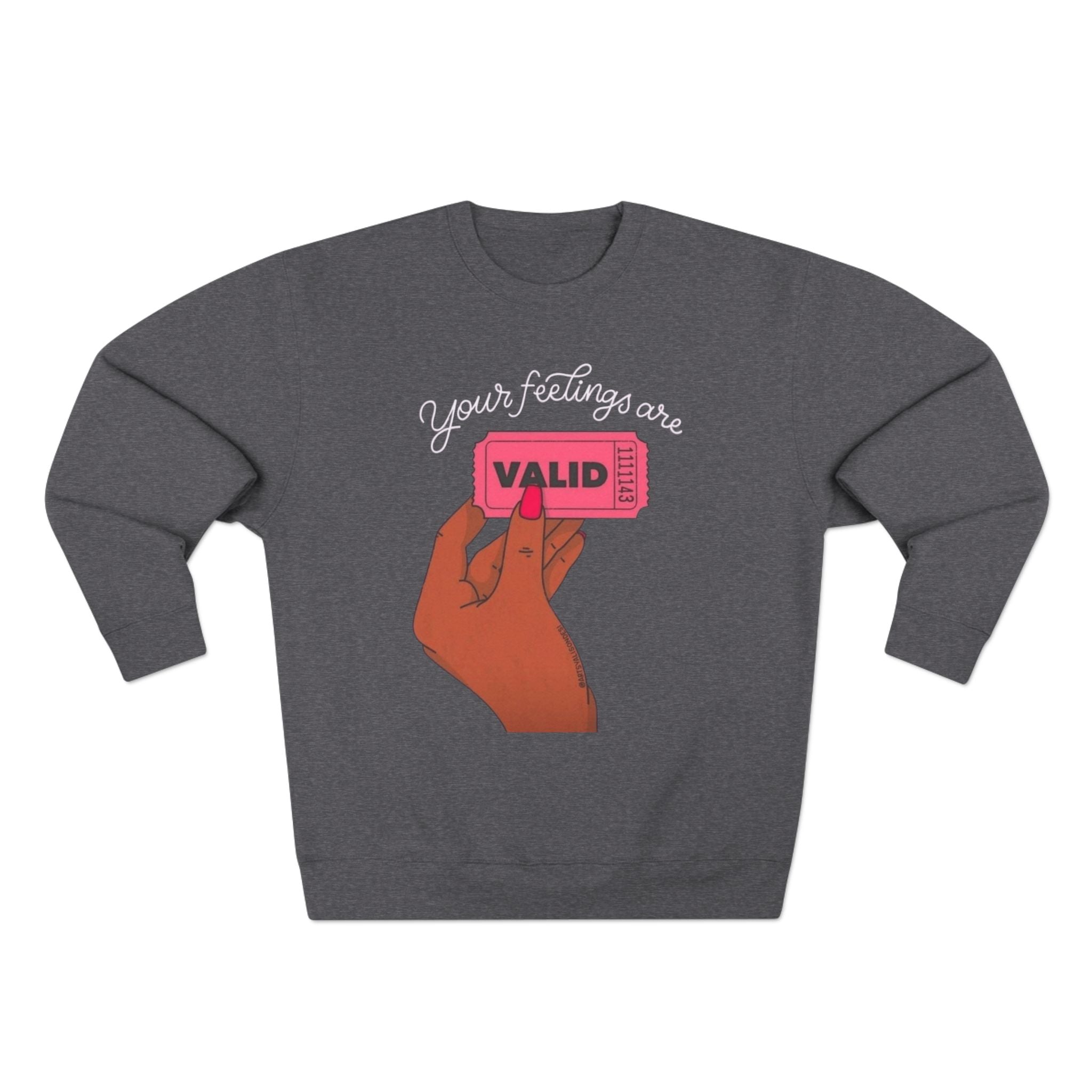 Valid Ticket Crewneck Sweatshirt  Empowerment Graphic Pullover Valentine’s Day sweaters