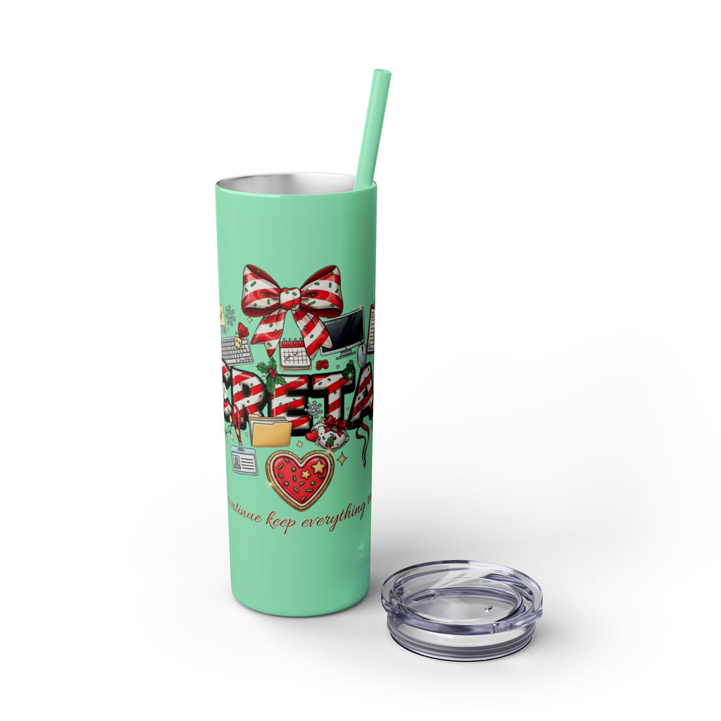 Christmas mug for the office team who keeps everything running smoothly. Candy Cane Christmas Office Secret Santa Design, 20oz with Straw