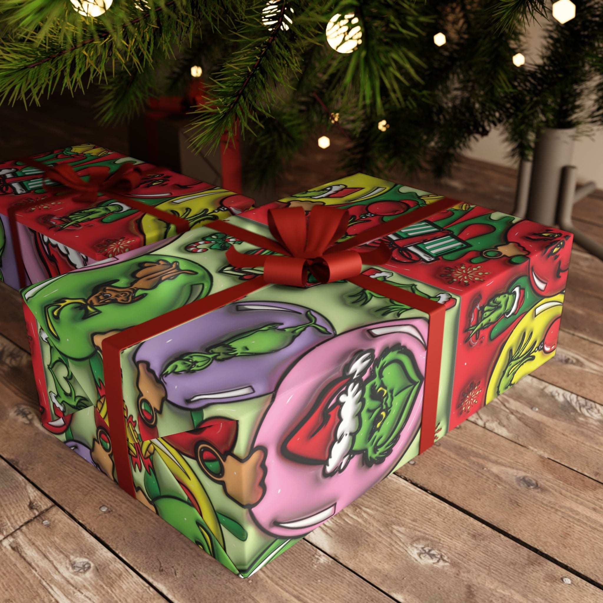 Christmas Grinch Gift Wrap Sheet — Festive Holiday Wrapping Paper Fun & Unique Gift Packaging