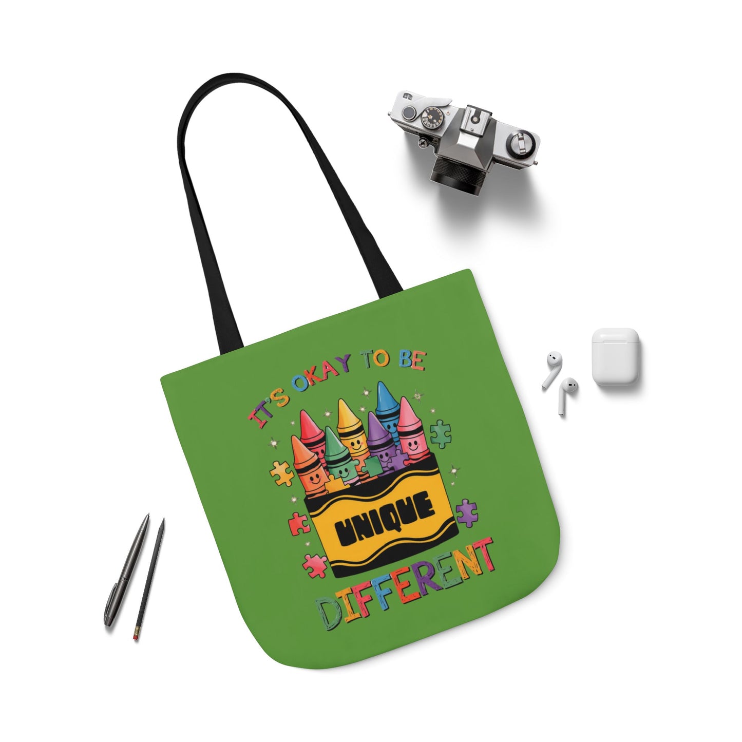 Autism Awareness & Pride Collection Unique Canvas Tote Bag with Colorful Castle Design