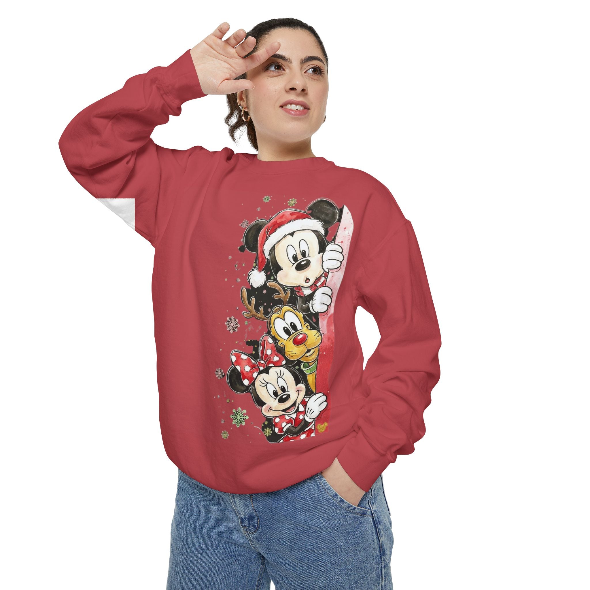 Christmas Disney Characters Sweatshirt  Mickey, Minnie & Pluto Holiday Crew Cartoon Christmas T-shirts and Sweaters
