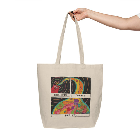 Carry Positivity Everywhere You Go Thoughts Create Reality Tote Bag, Eco-Friendly Shopping Tote, Motivational Canvas Bag, Reusable Grocery Tote, Gift for Mindfulness Lovers