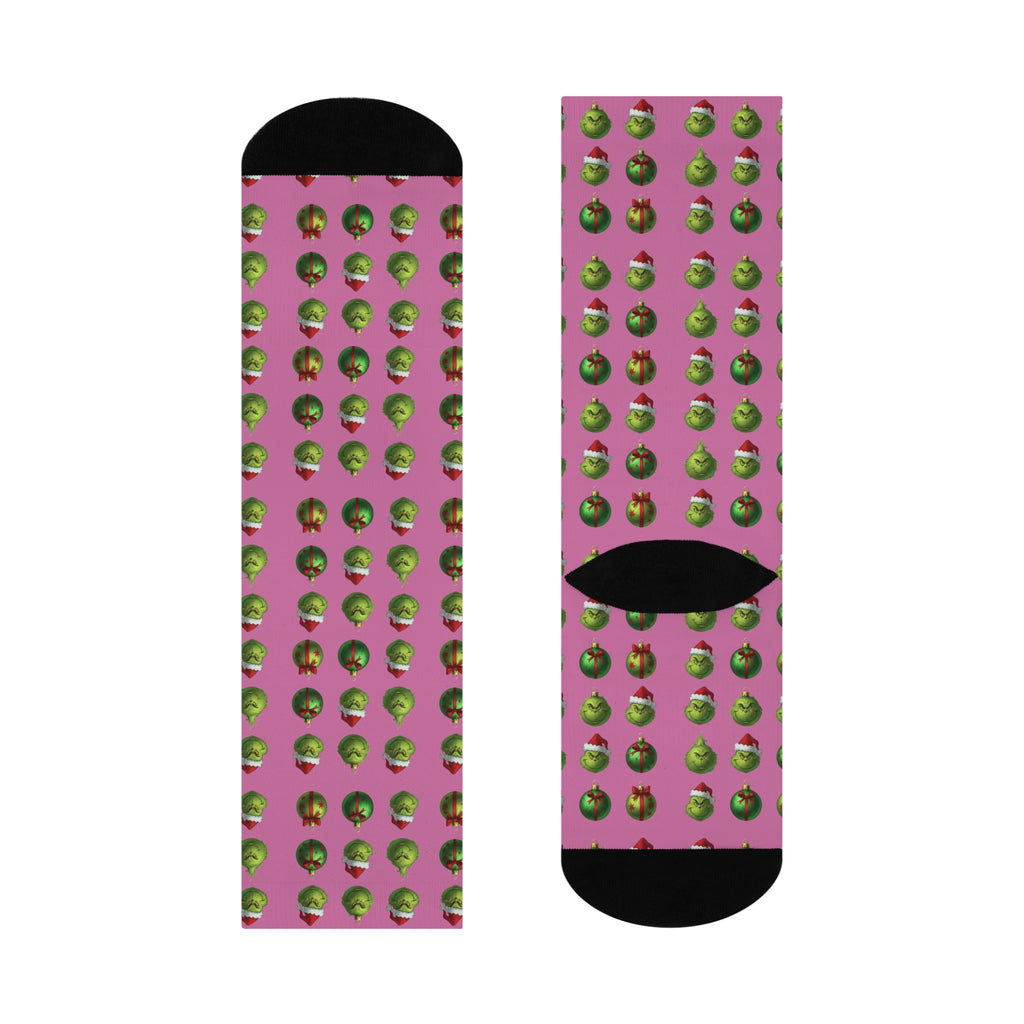 New Christmas Sock Collection Pink Apple Pattern Crew Socks  Cute Fruit Novelty Cushioned Socks