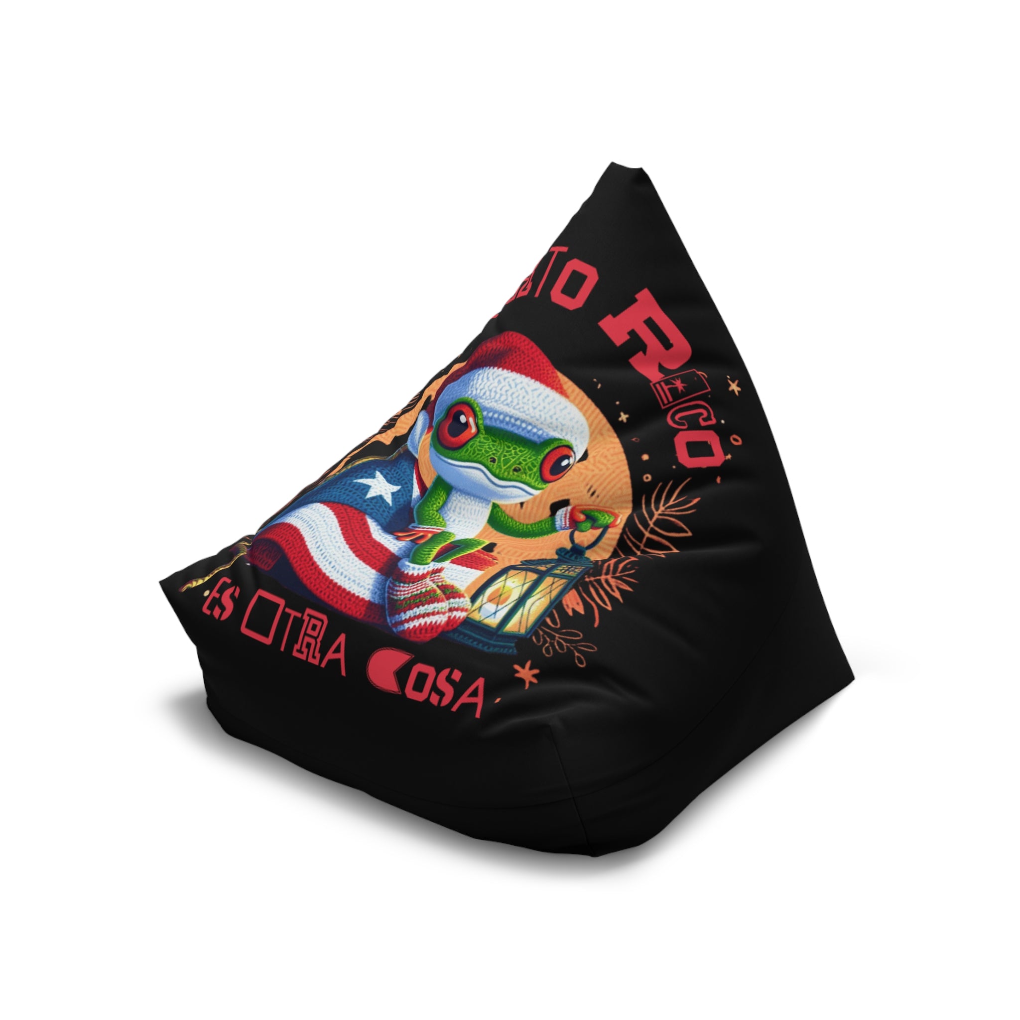Cute Coqui Holiday Graphic with Puerto Rico ‘Es Otra Cosa’ Accent Bean Bag Chair Cover