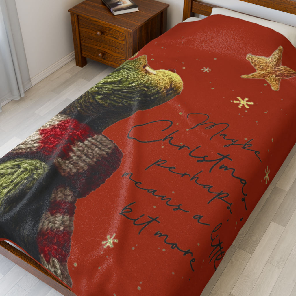 Christmas Plush Blanket  'Maybe Christmas, perhaps, means a little bit more' Cozy Holiday Throw
