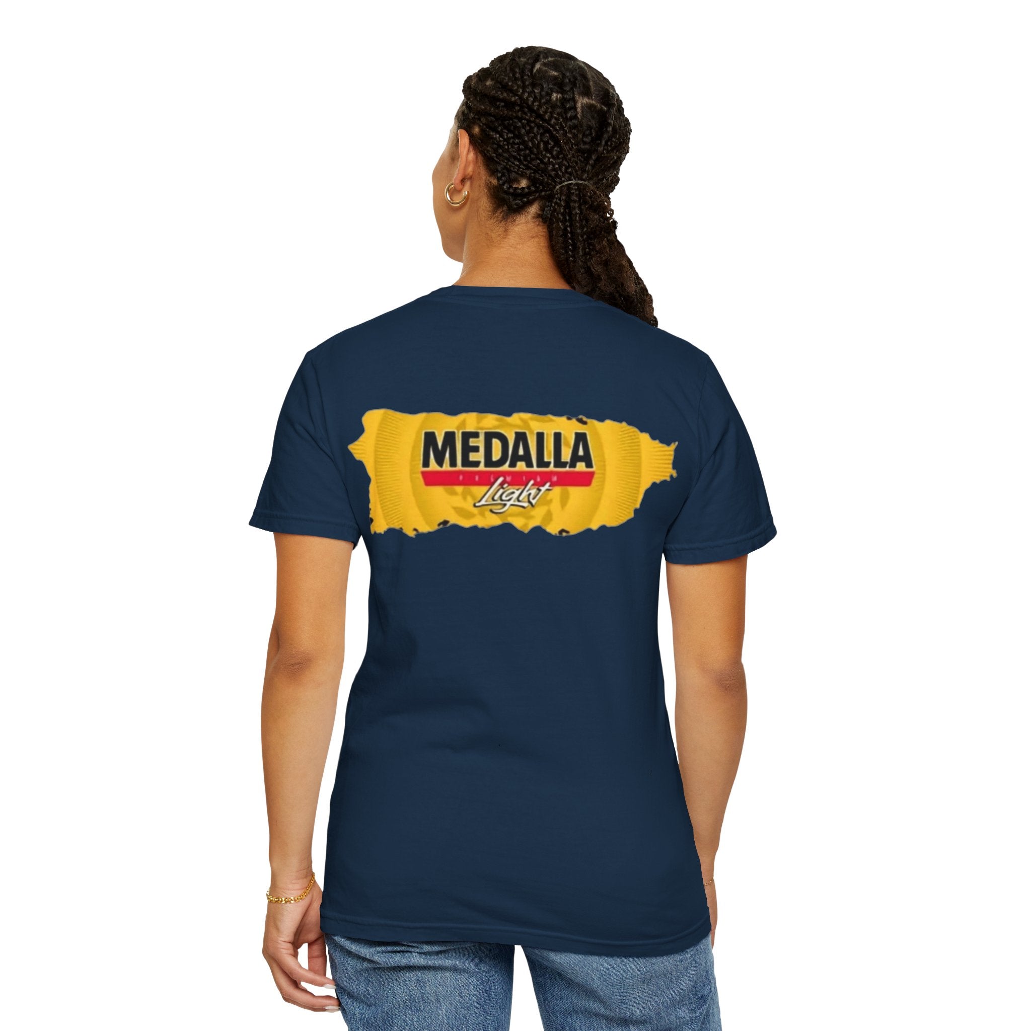 Medalla Light Puerto Rican Beer T-Shirt Coqui Frog Mascot Six-Pack Graphic Tee Puerto Rico’s Navidades