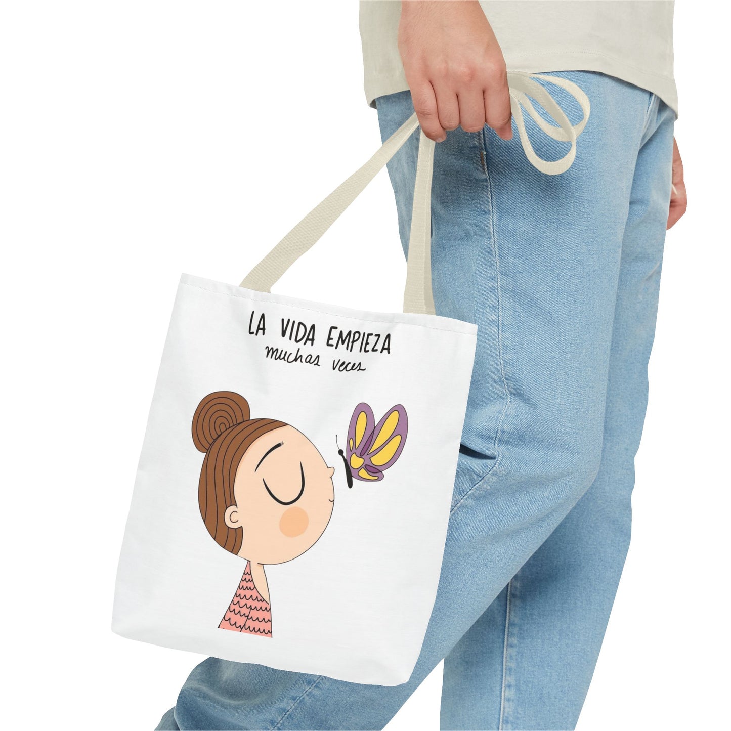 Lleva inspiración contigo a donde vayas, Eco-Friendly Carryall, Motivational Gift, Cute Reusable Shopper, Butterfly Design, Brighten Your Day