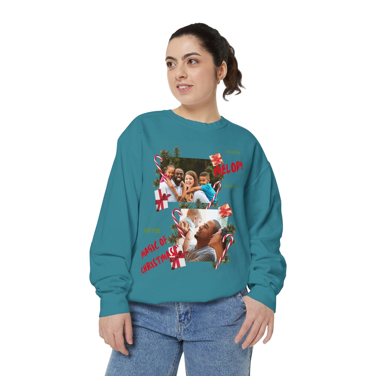 Personalized Christmas Photo Sweatshirt – “You Are the Melody” Holiday Crewneck