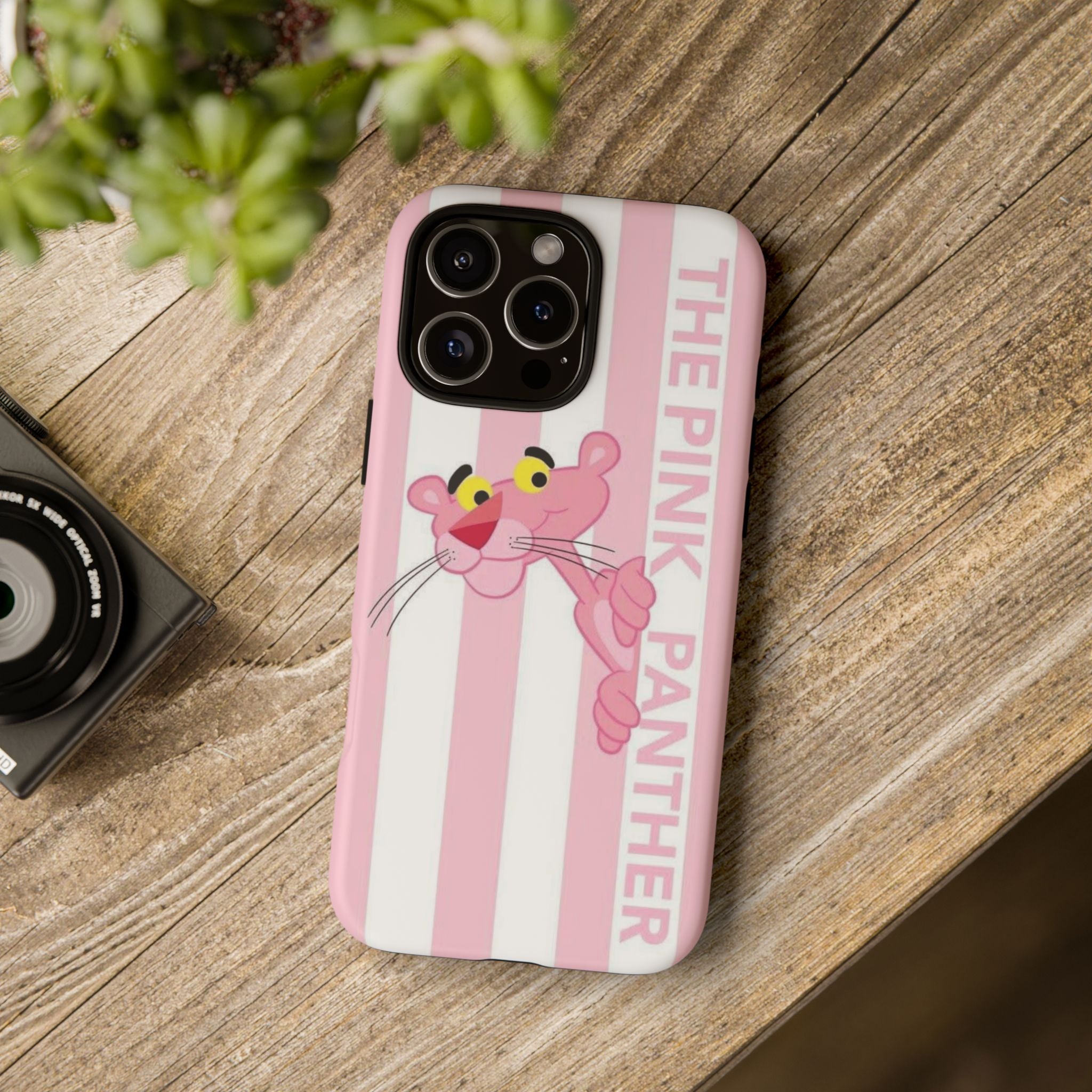 Pink Panther Tough Case Retro Striped Phone Case with "The Pink Panther" Design