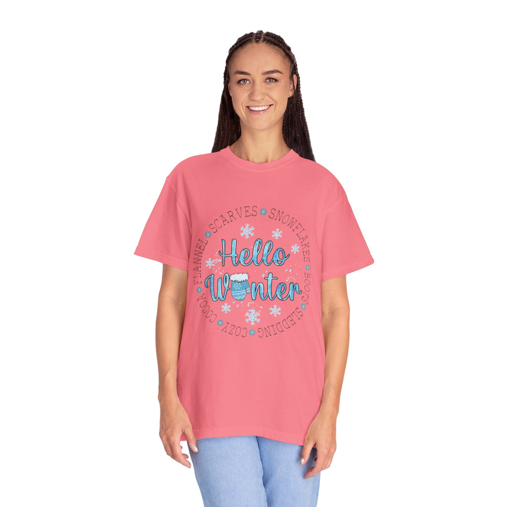 Hello Winter T‑Shirt  Cozy Snowflake Holiday Tee Christmas T-Shirts and Sweatshirts Collection