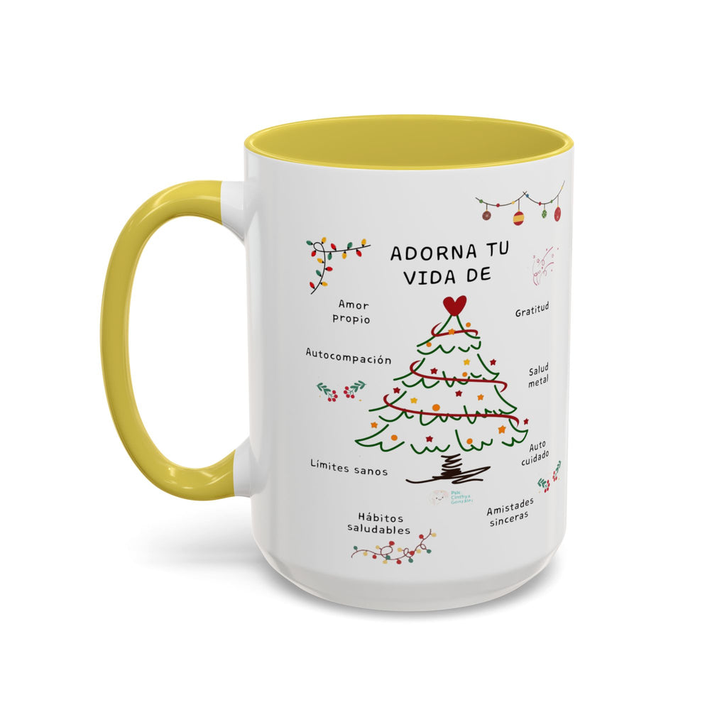Mug — 'Adorna Tu Vida' Christmas Tree Spanish Holiday Coffee Mug (11oz/15oz)