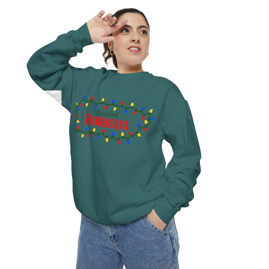 Navidad Boricua Sweatshirt — Puerto Rican Holiday Sweater with Christmas Lights