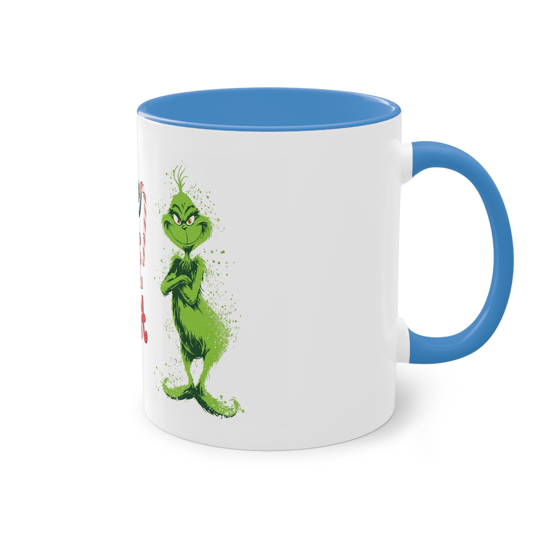 Cute Grinch Two-Tone Coffee Mug - Perfect for Holiday Cheer! Christmas Mugs Collection