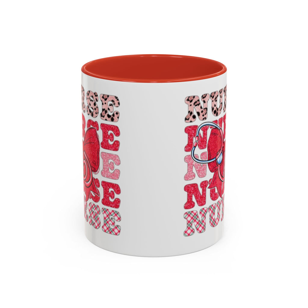 Nurse Stethoscope Bow Accent Coffee Mug — Cute Leopard & Plaid Healthcare Gift (11/15oz) Medical Christmas Mug