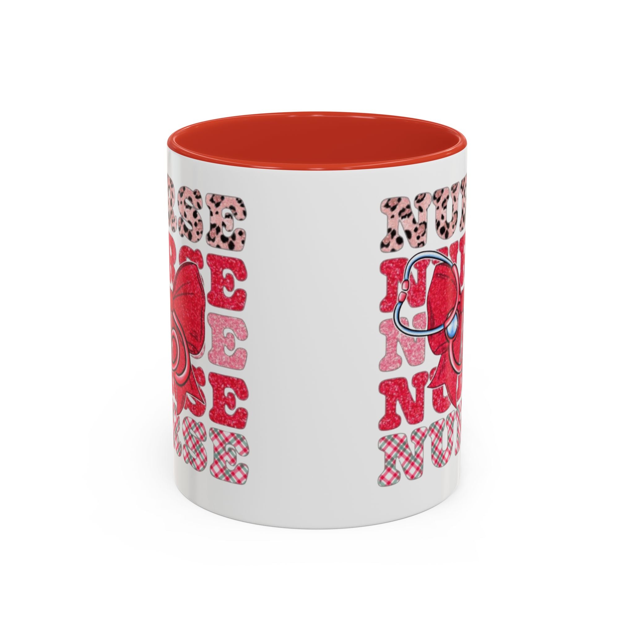 Nurse Stethoscope Bow Accent Coffee Mug — Cute Leopard & Plaid Healthcare Gift (11/15oz) Medical Christmas Mug