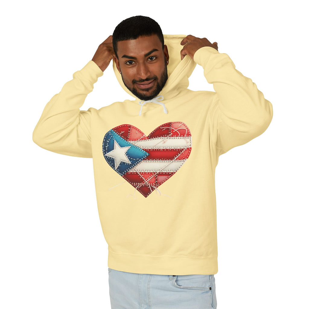 Puerto Rico Heart Flag Hoodie  "Jíbaro" Back Graphic