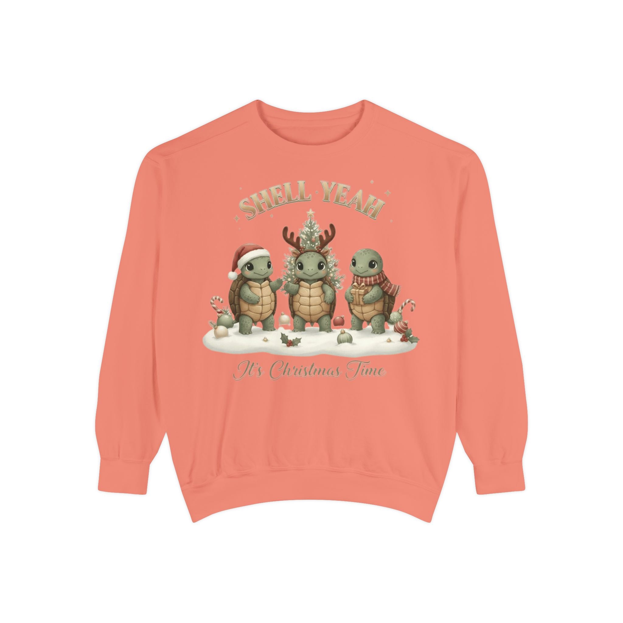 Christmas Turtle Sweatshirt  "Shell Yeah, It’s Christmas Time" Holiday Pullover