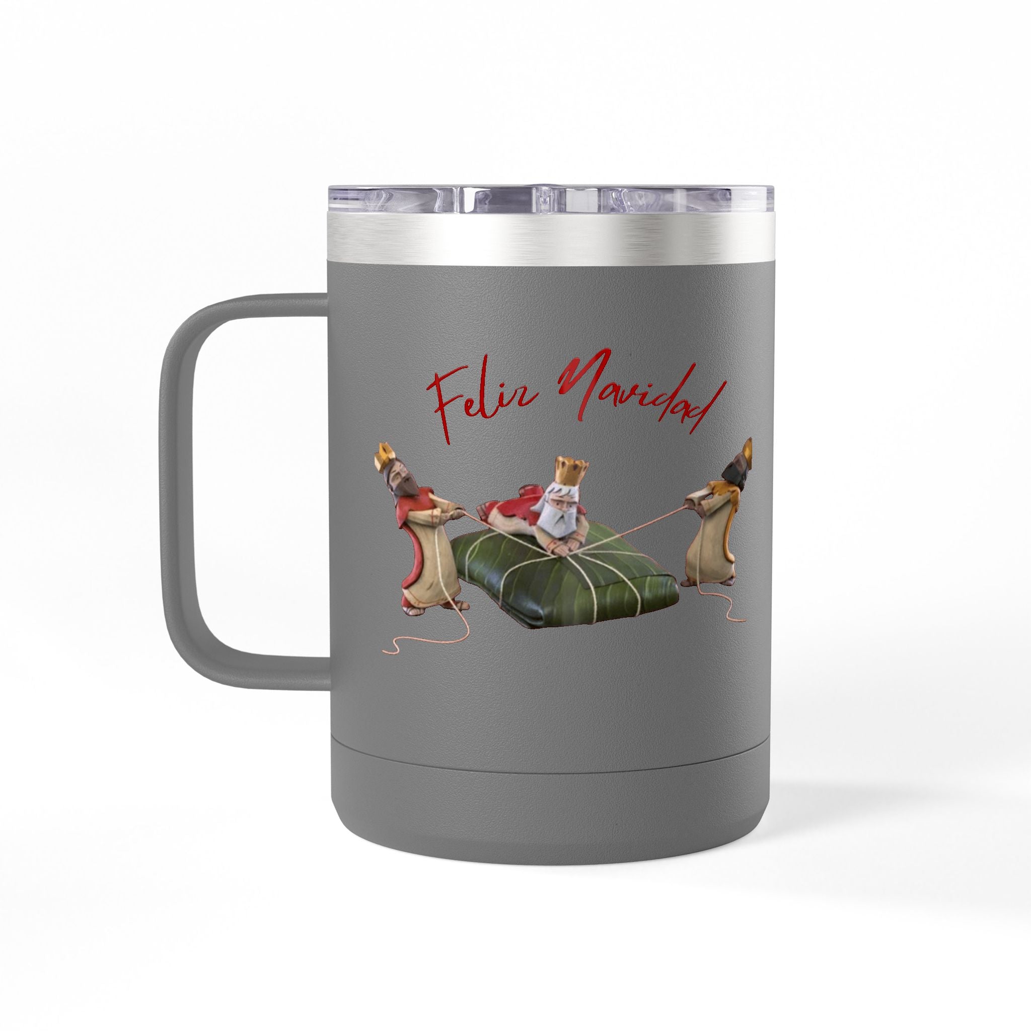 3 KINGS Holiday Travel Tumbler — 'Feliz Navidad' Dachshund Santa Design Coffee Cup for Fun Celebrations