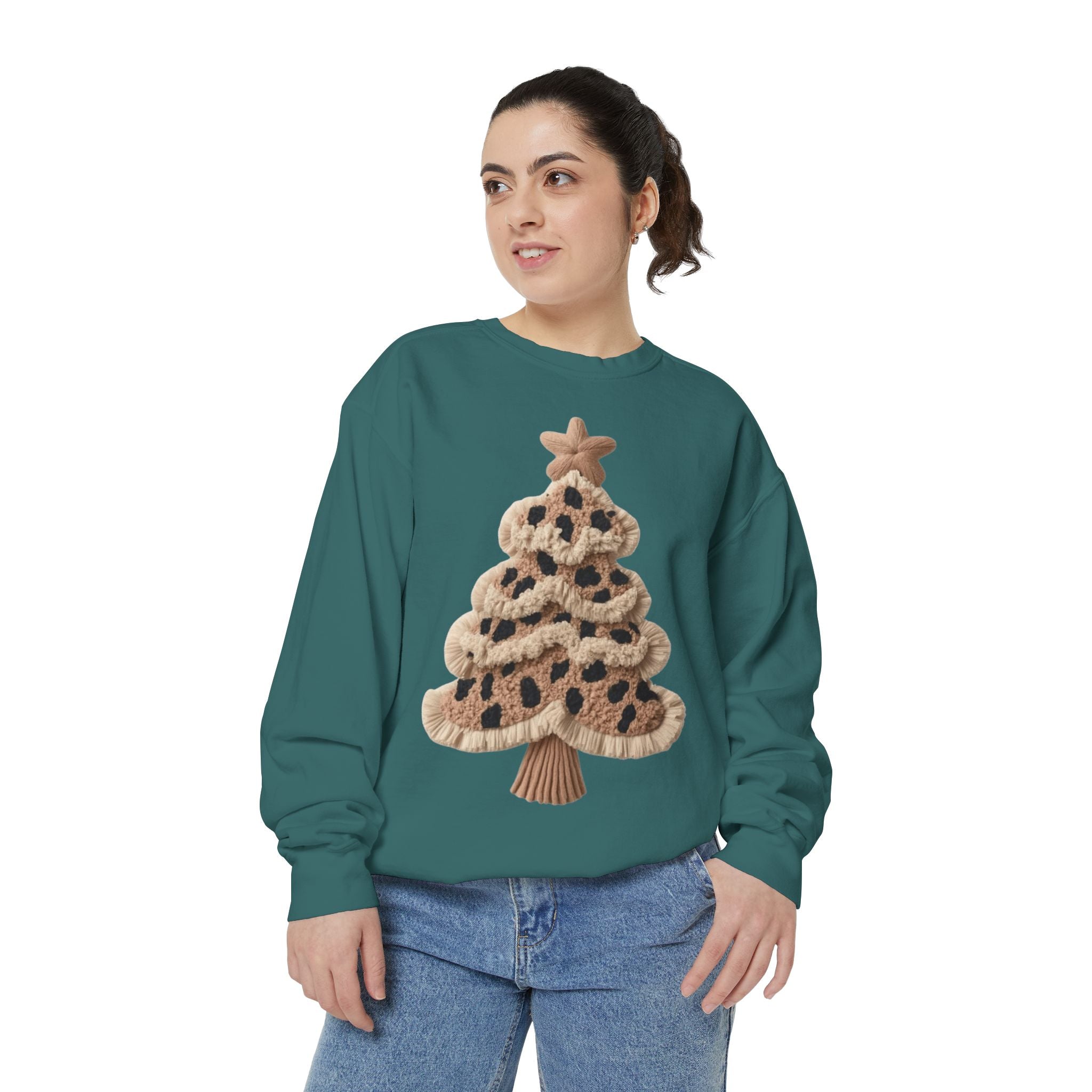 Leopard Knit Christmas Tree Sweatshirt unique festive designs and joyful
