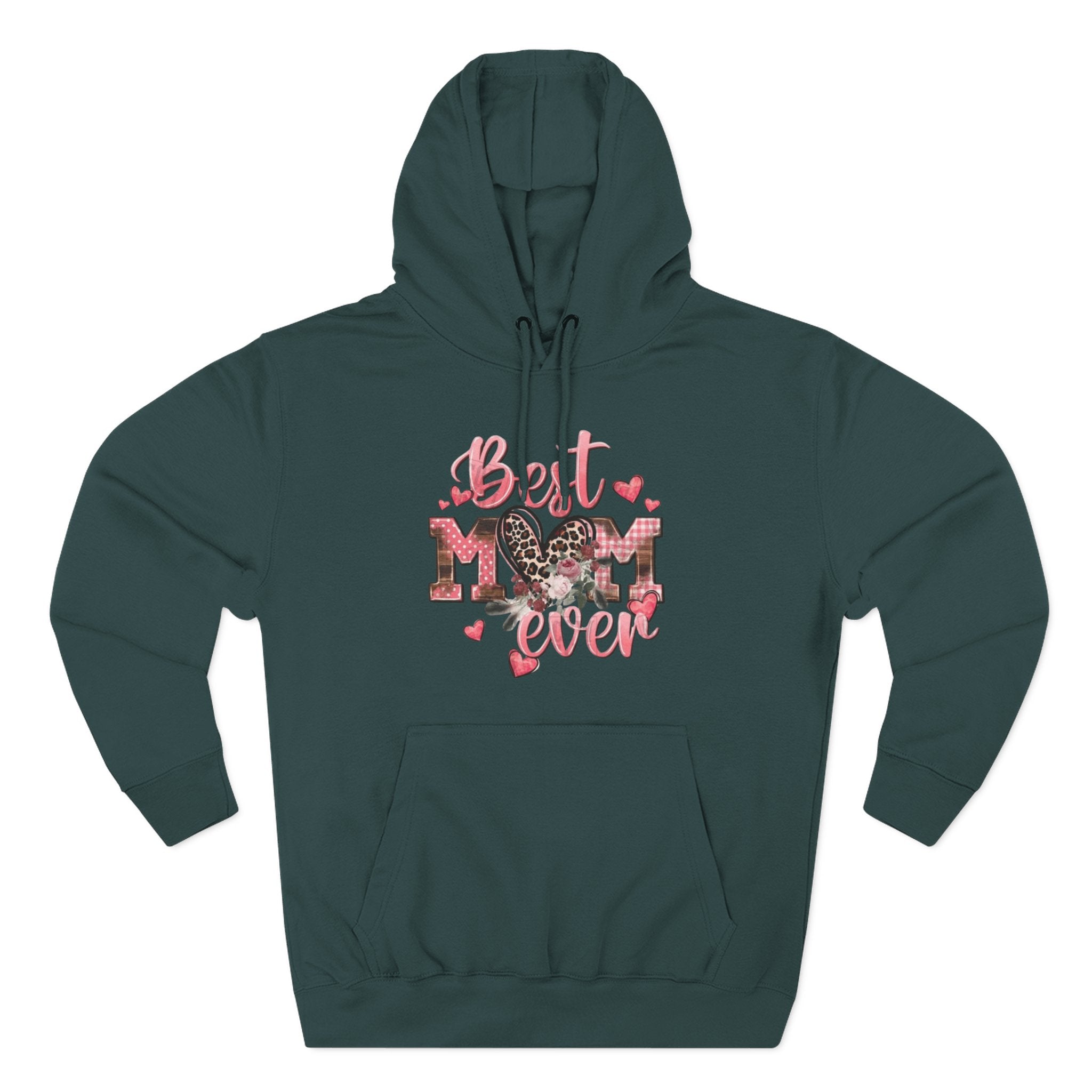 Best Mom Ever Hoodie  Leopard Heart Mother's Day Pullover