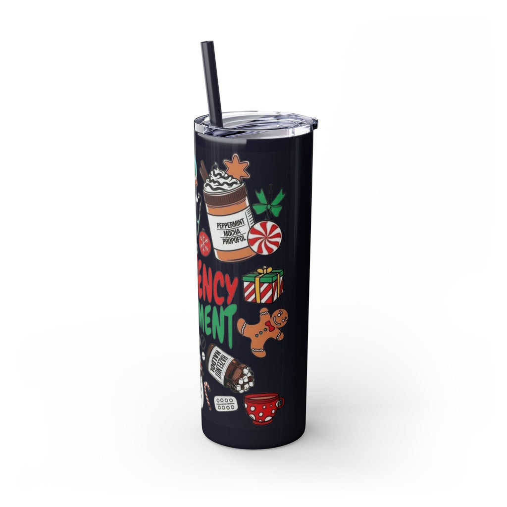 Emergency Department Nurse Christmas Skinny Tumbler - 20oz Holiday Medical Travel Cup with Straw Medical Christmas Mug