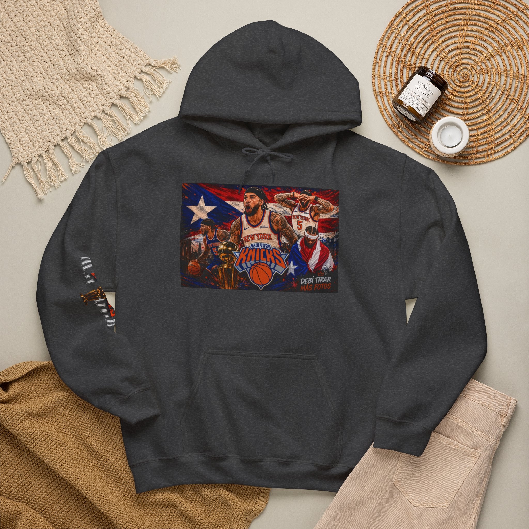 NY-K Retro Player Collage Hoodie — Basketball Fan Sweatshirt