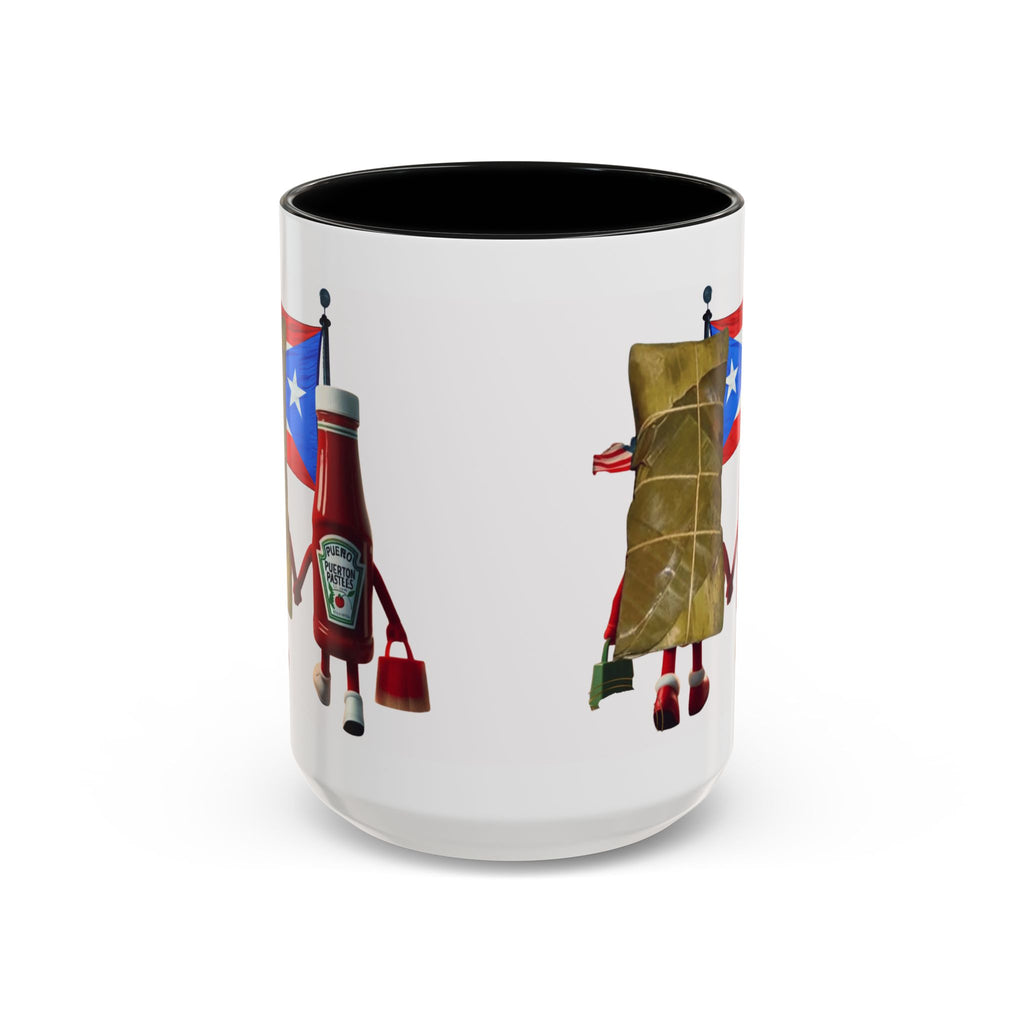 Puerto Rican Flag Ketchup & Pasteles Coffee Mug — Funny Food Friends Accent Mug (11/15oz)