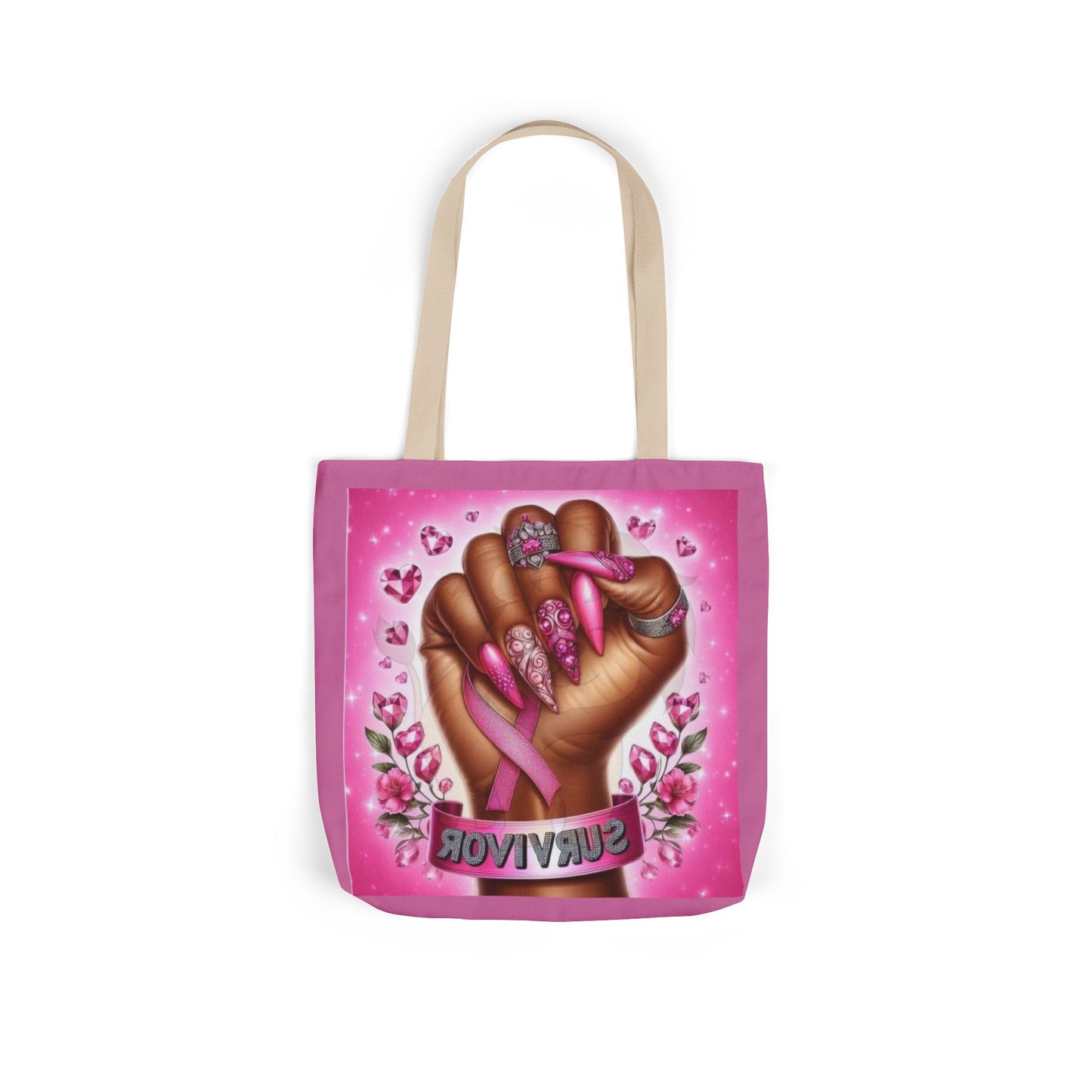 Breast Cancer Survivor Tote Bag  Pink Ribbon Empowerment Canvas Tote