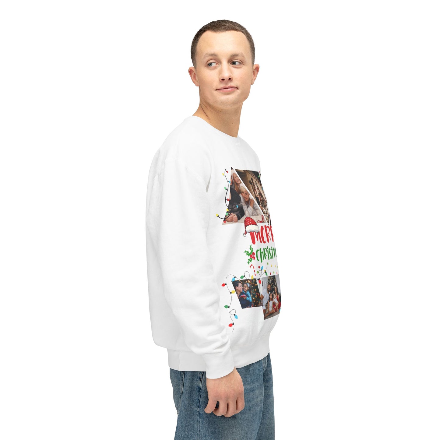 Christmas Photo Collage Sweatshirt — "Merry Christmas" Holiday Crewneck