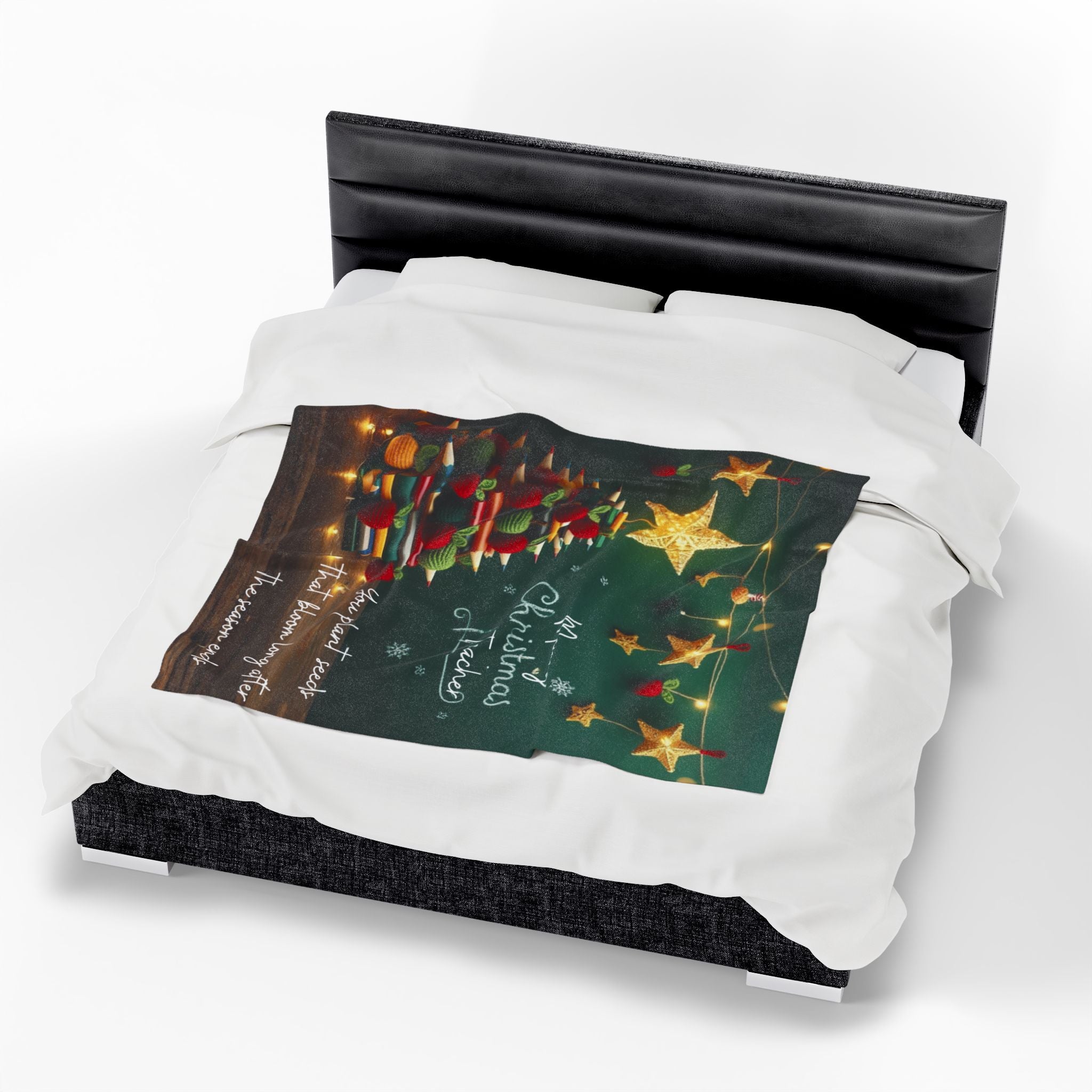 Merry Christmas Teacher Velveteen Blanket "You plant seeds that bloom long after the season ends"