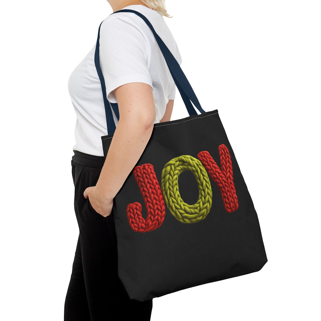 Christmas Tote Bag  Festive Holiday DesigJoy Knit Tote Bag  Colorful 'JOY' Yarn Design, Cozy Holiday Gift Tote