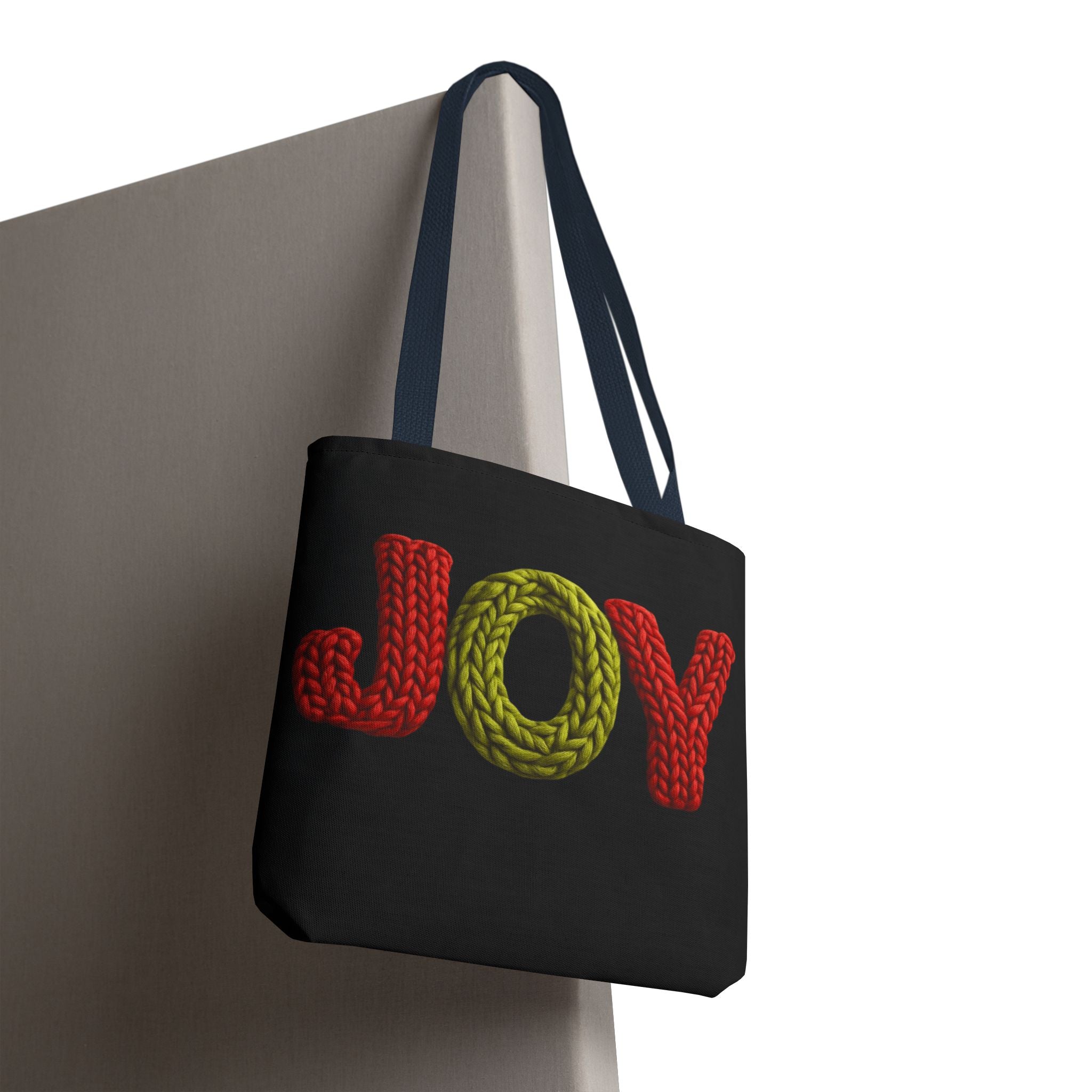 Christmas Tote Bag  Festive Holiday DesigJoy Knit Tote Bag  Colorful 'JOY' Yarn Design, Cozy Holiday Gift Tote