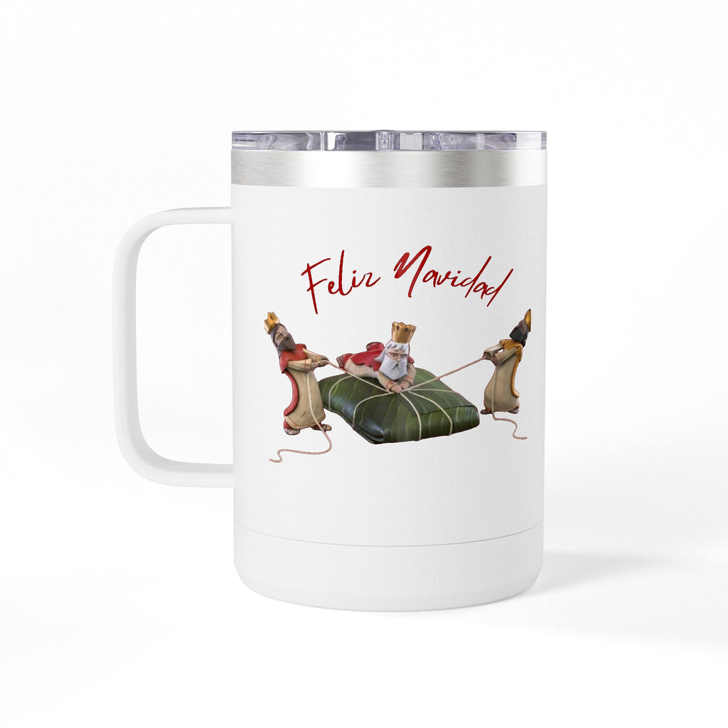 3 KINGS Holiday Travel Tumbler — 'Feliz Navidad' Dachshund Santa Design Coffee Cup for Fun Celebrations