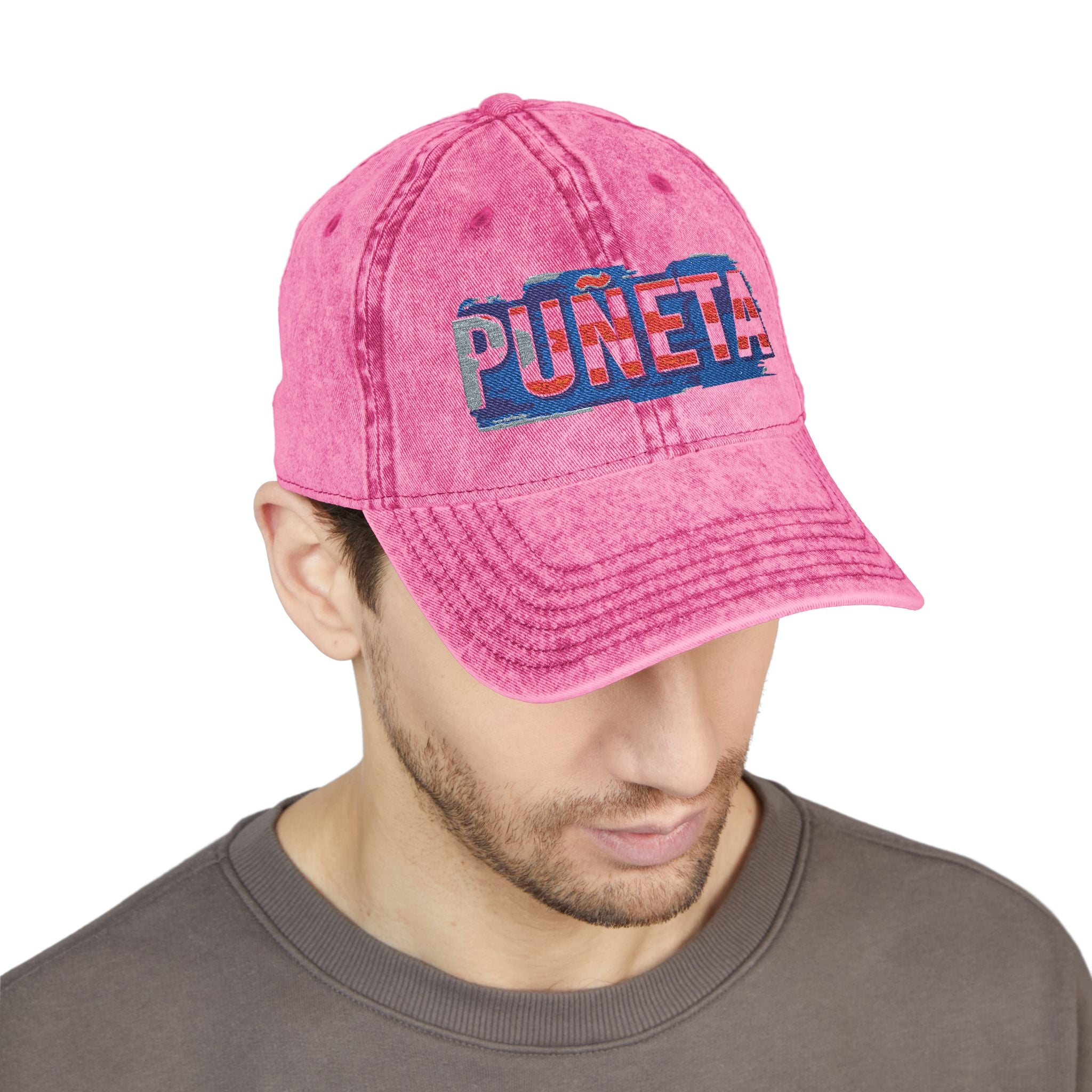 Puerto Rico Pride Knit Hat Vintage Embroidered Cap Puneta Red Hat for Casual Style