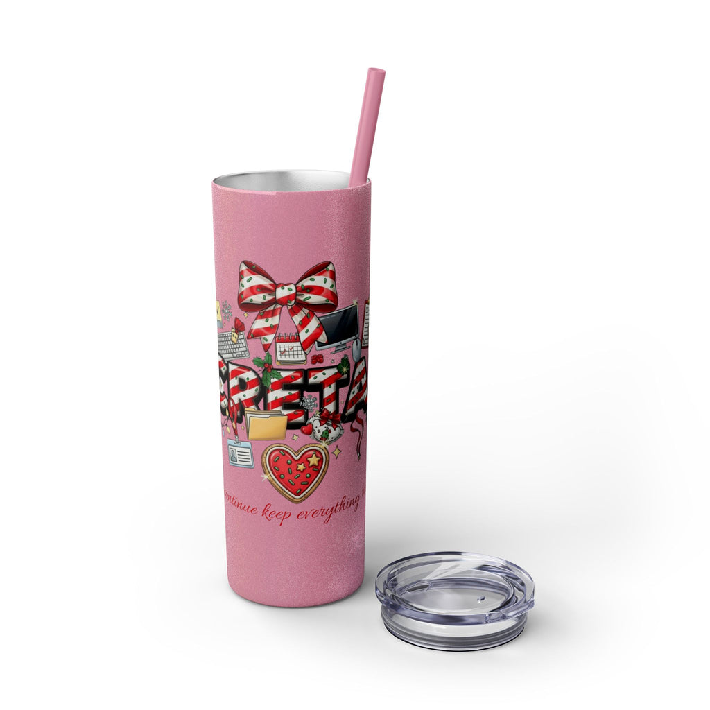 Christmas mug for the office team who keeps everything running smoothly. Candy Cane Christmas Office Secret Santa Design, 20oz with Straw