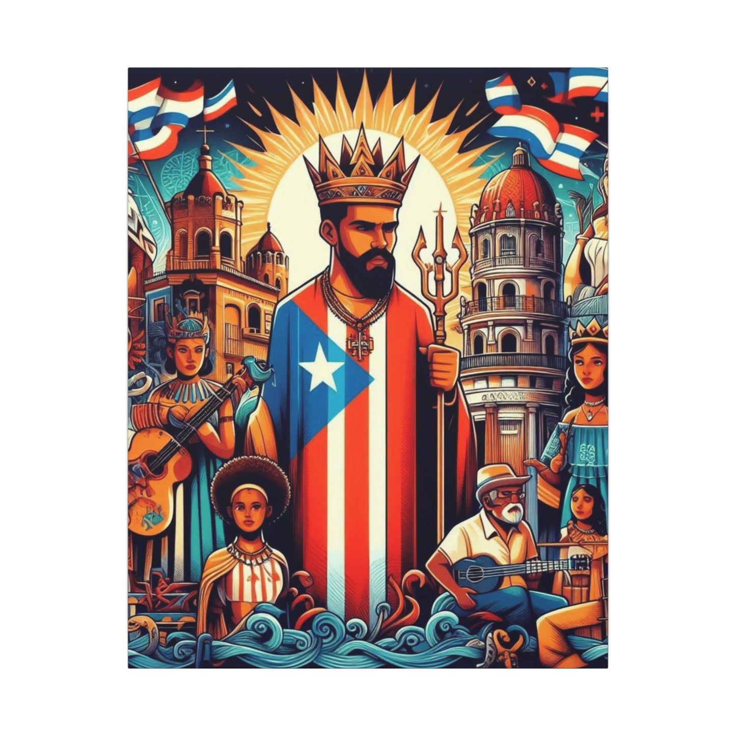 Vibrant Puerto Rican Art Canvas, Cultural Wall Decor, Celebration Decor, Unique Gift, Home Accent, Multi-Size