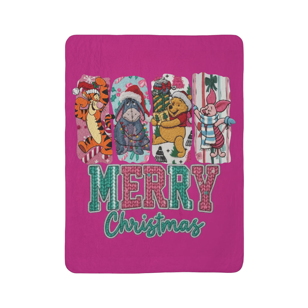 Winnie the Pooh Merry Christmas Fleece Sherpa Blanket
