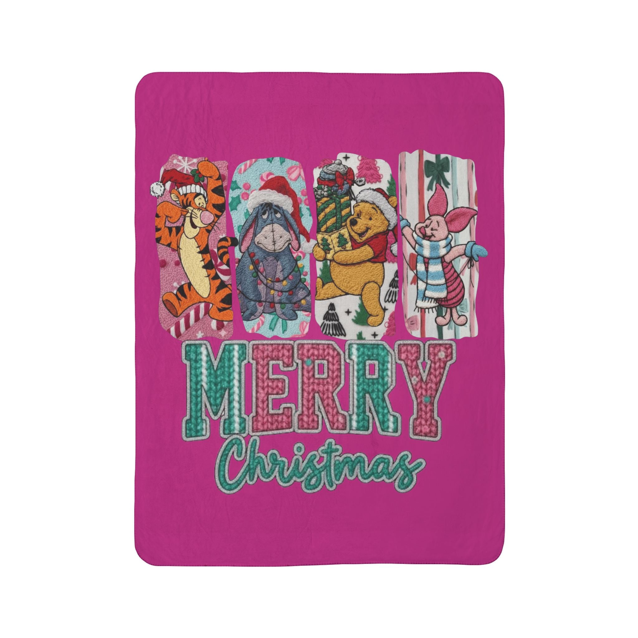 Winnie the Pooh Merry Christmas Fleece Sherpa Blanket