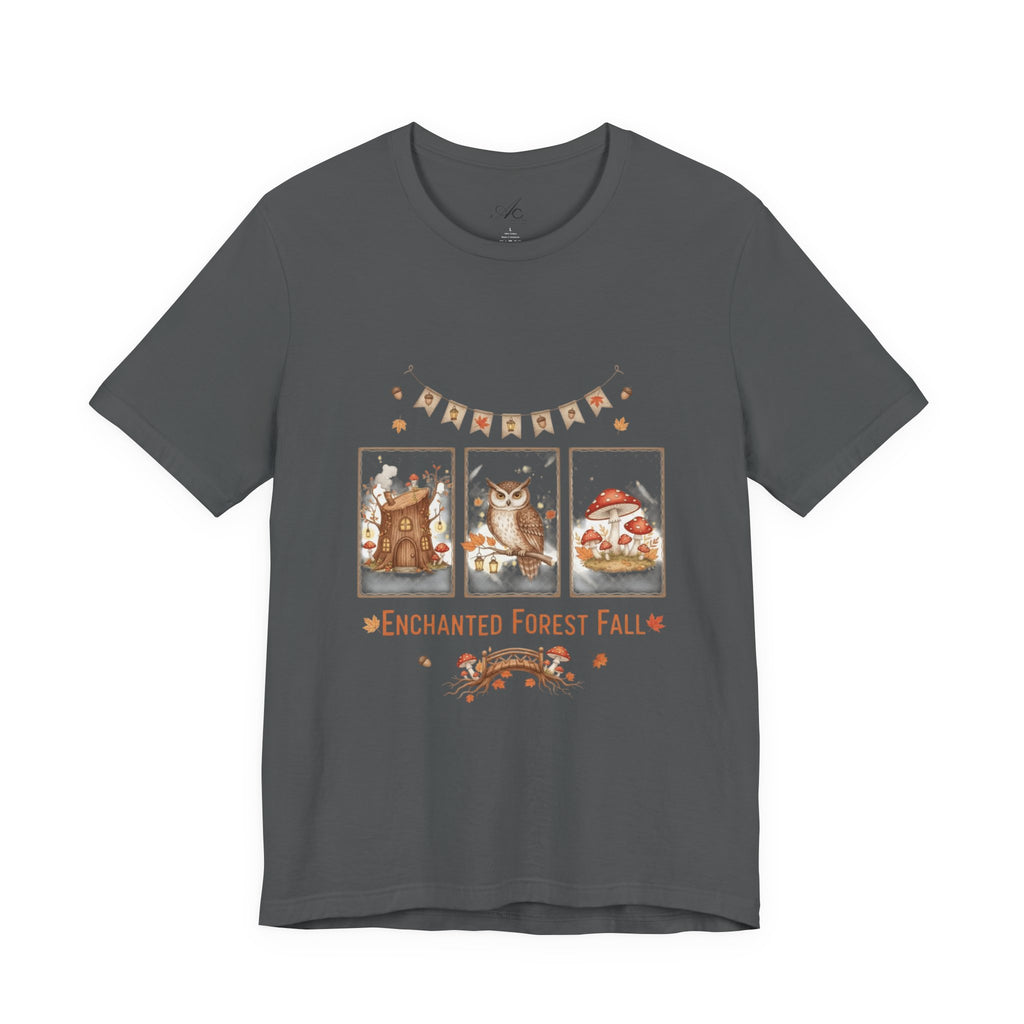 Enchanted Forest Fall Tee, Cute Owl Shirt, Autumn Graphic Tee, Nature Lover Gift, Cozy Fall Apparel, Wildlife T-Shirt, Unisex Fall Top