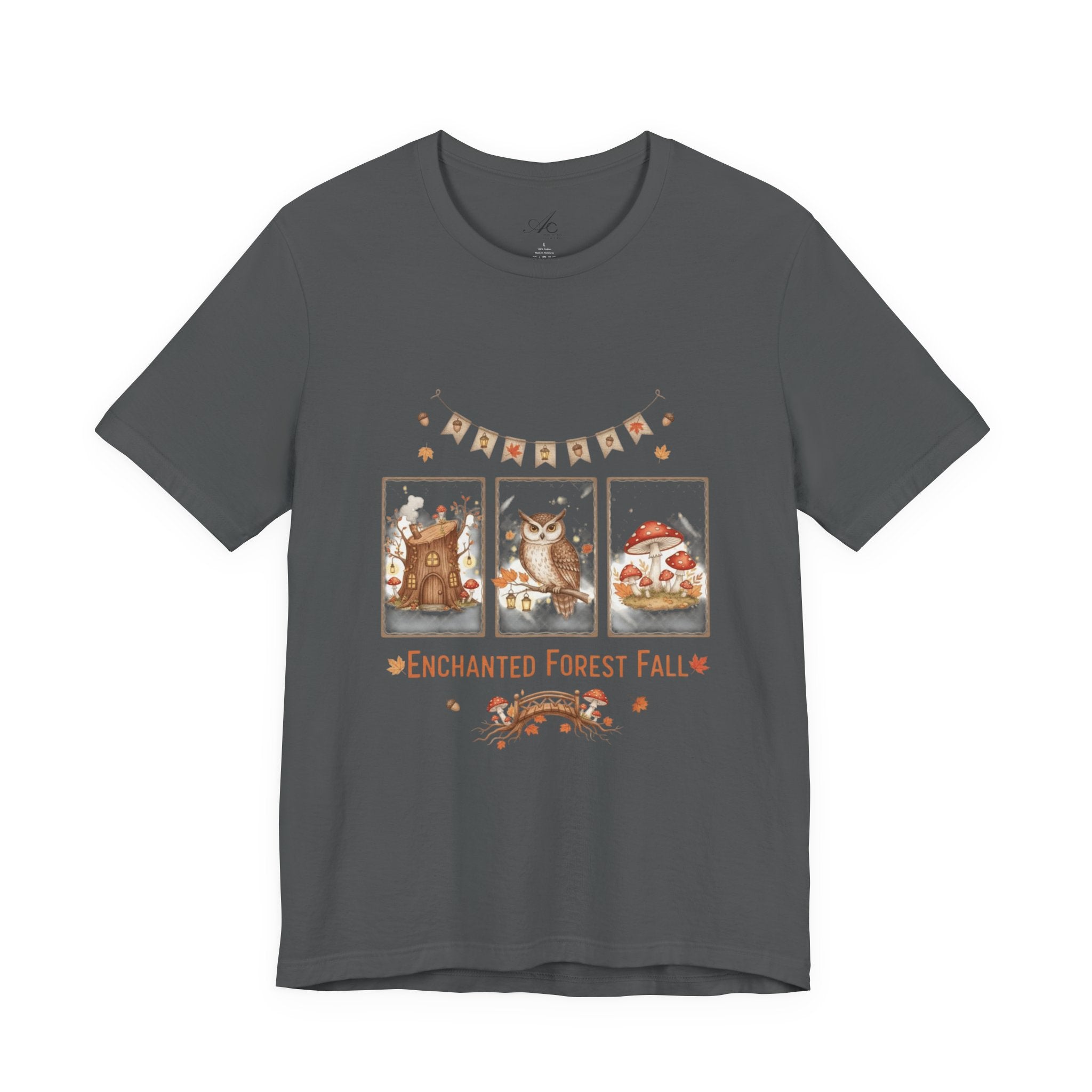 Enchanted Forest Fall Tee, Cute Owl Shirt, Autumn Graphic Tee, Nature Lover Gift, Cozy Fall Apparel, Wildlife T-Shirt, Unisex Fall Top