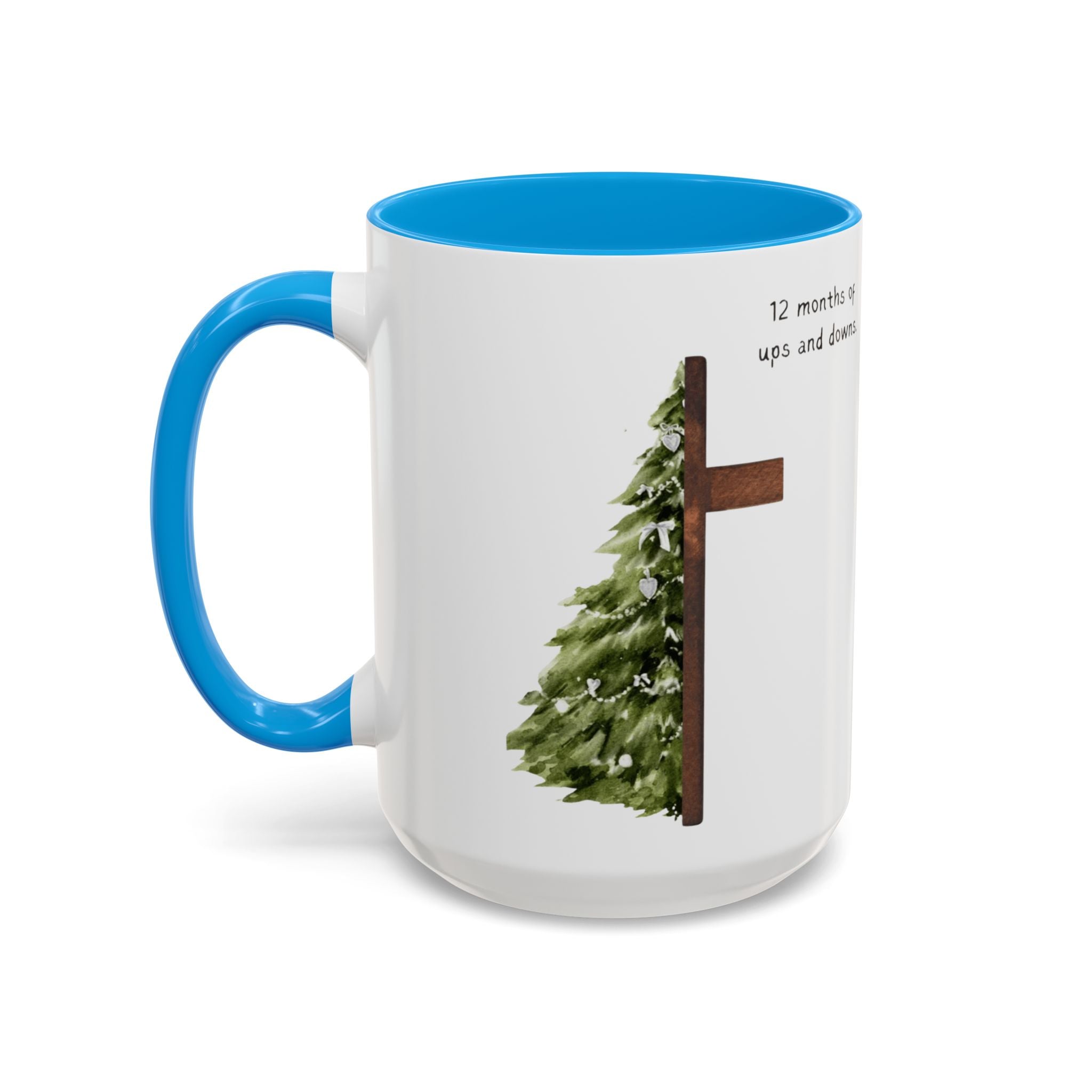 Christian Cross & Pine Tree Mug — Faith Reminder Coffee Cup (11oz/15oz)